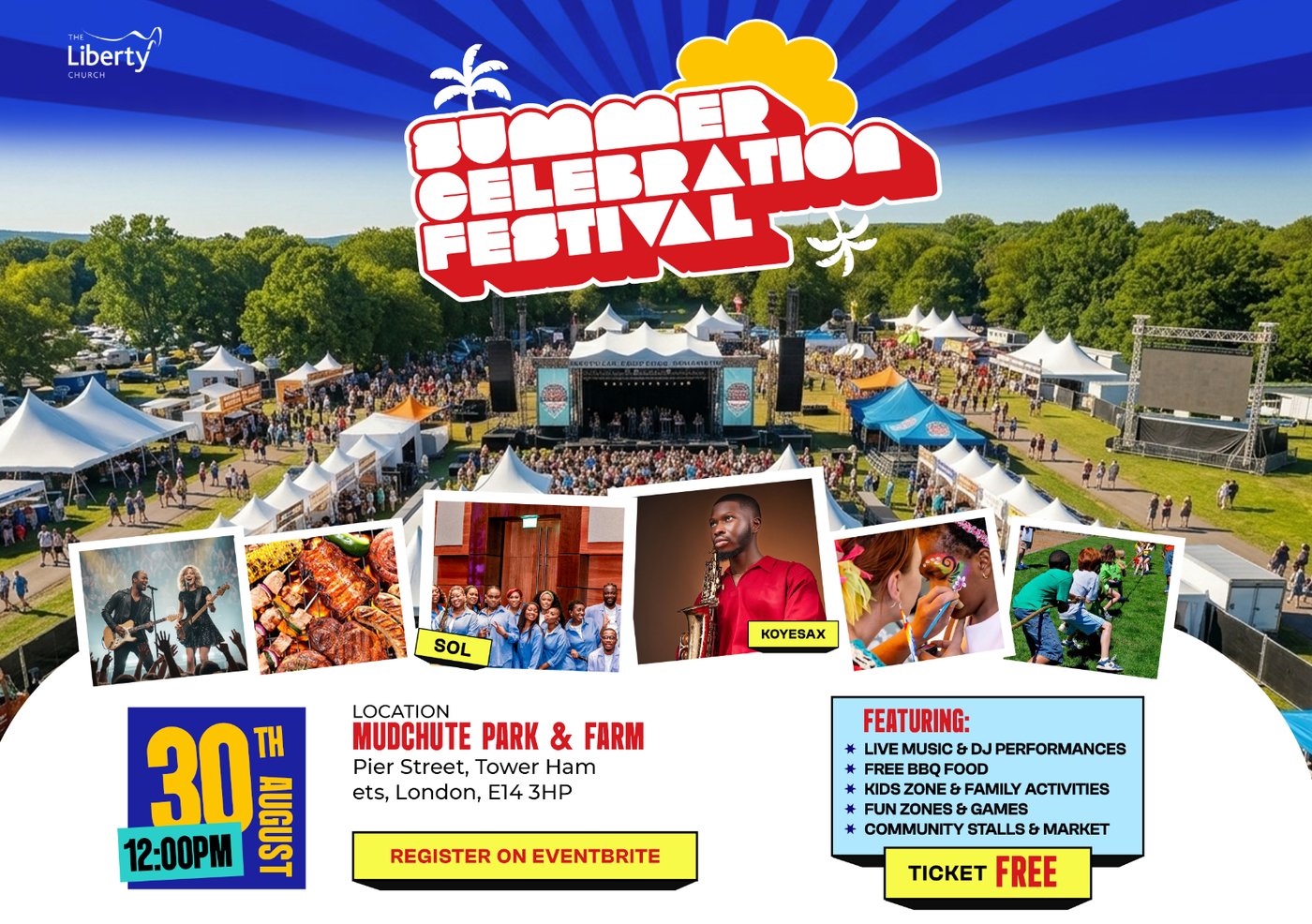 TLC Summer Celebration Festival event banner, Mudchute Park and Farm, 30 August 2026